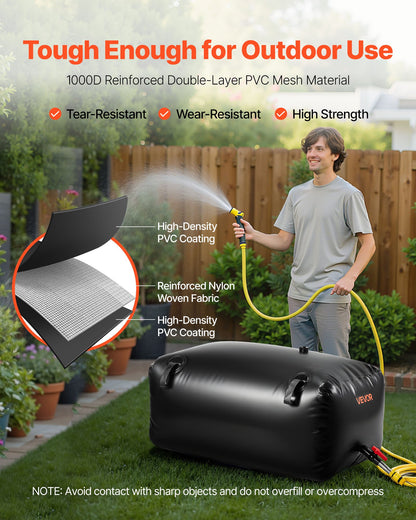 VEVOR Water Storage Bladder, 63.4 Gal Collapsible Water Storage Bag, Wear-Resistant 1000D PVC Soft Waters Bag, Leakproof Camping Tank Containers for Garden Irrigation RV Emergency Use, Black - CSDHSPVCB2401ECBZ003V0 - view 4
