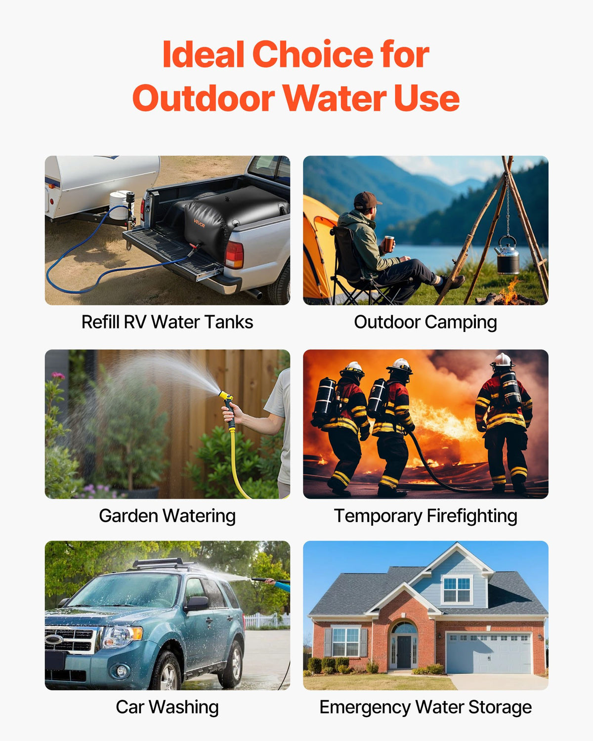 VEVOR Water Storage Bladder, 63.4 Gal Collapsible Water Storage Bag, Wear-Resistant 1000D PVC Soft Waters Bag, Leakproof Camping Tank Containers for Garden Irrigation RV Emergency Use, Black - CSDHSPVCB2401ECBZ003V0 - view 8