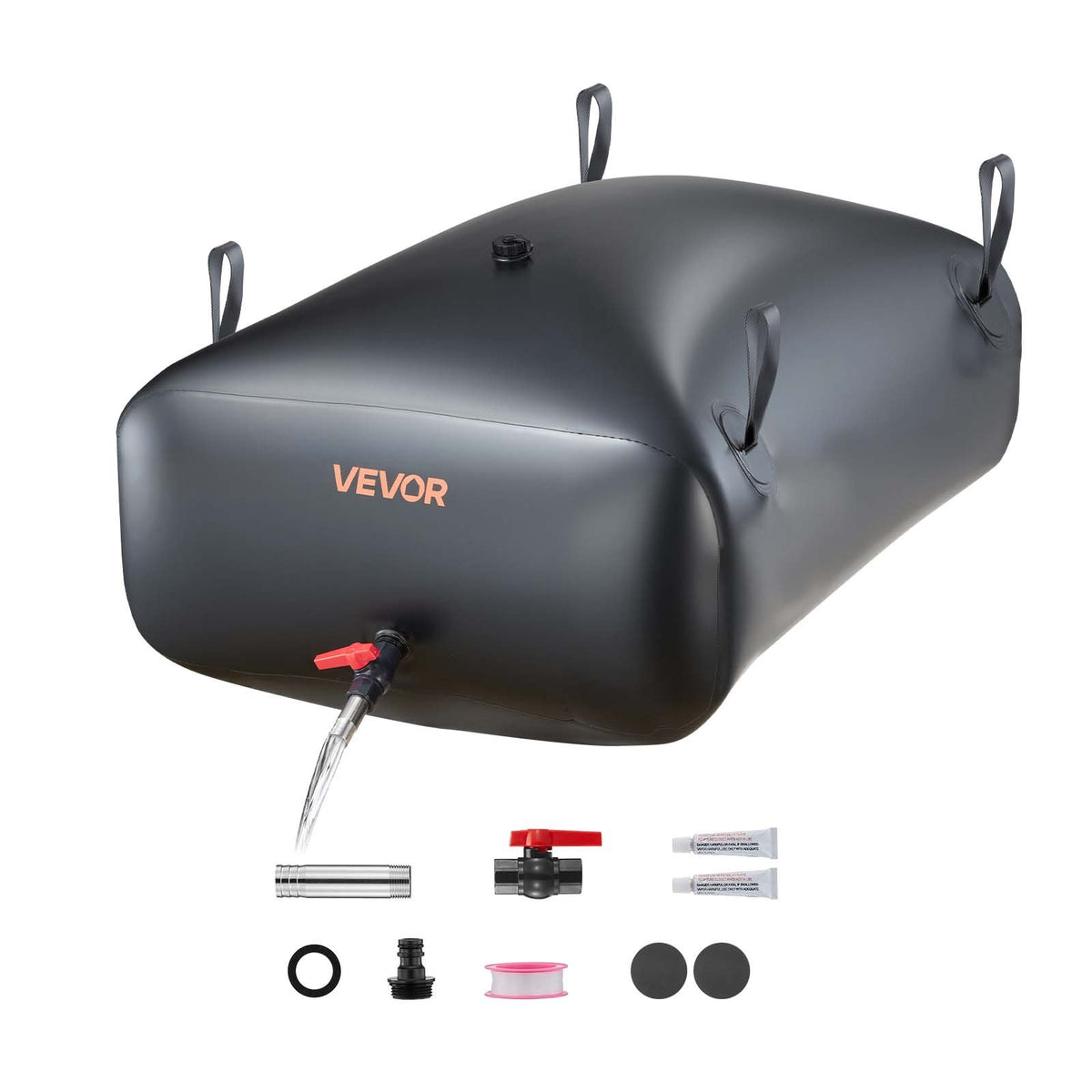 VEVOR Water Storage Bladder, 87.2 Gal Collapsible Water Storage Bag, Wear-Resistant 1000D PVC Soft Waters Bag, Leakproof Camping Tank Containers for Garden Irrigation RV Emergency Use, Black - CSDHSPVCB3306DKO3003V0 - view 1