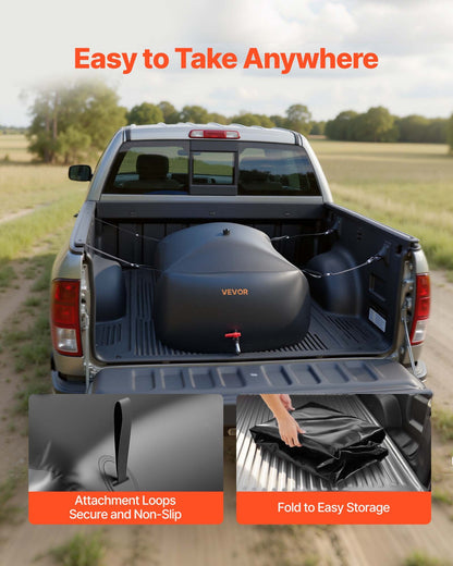 VEVOR Water Storage Bladder, 87.2 Gal Collapsible Water Storage Bag, Wear-Resistant 1000D PVC Soft Waters Bag, Leakproof Camping Tank Containers for Garden Irrigation RV Emergency Use, Black - CSDHSPVCB3306DKO3003V0 - view 7