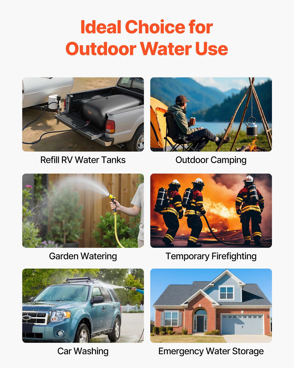 VEVOR Water Storage Bladder, 87.2 Gal Collapsible Water Storage Bag, Wear-Resistant 1000D PVC Soft Waters Bag, Leakproof Camping Tank Containers for Garden Irrigation RV Emergency Use, Black - CSDHSPVCB3306DKO3003V0 - view 8