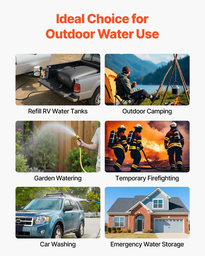 VEVOR Water Storage Bladder, 87.2 Gal Collapsible Water Storage Bag, Wear-Resistant 1000D PVC Soft Waters Bag, Leakproof Camping Tank Containers for Garden Irrigation RV Emergency Use, Black - CSDHSPVCB3306DKO3003V0 - view 8