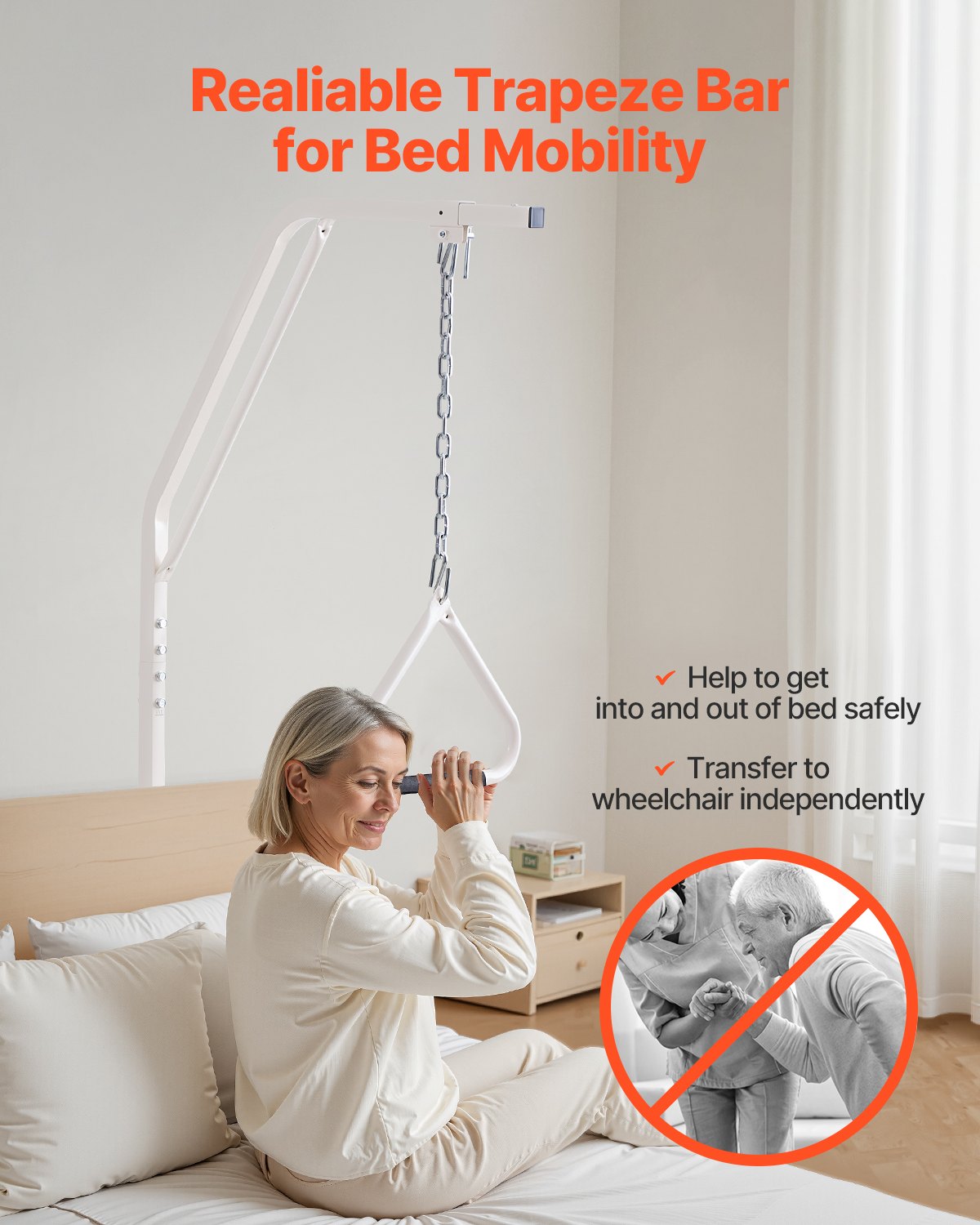 VEVOR Trapeze Bar for Bed Mobility, Bed Trapeze with Clamps and Floor Stand, 250LBS Weight Capacity Bed Pull Up Assist for Elderly, Patients & Disabled, Suitable for Home Care, Hospital, Nursing Home - CSDJLDXDJTXZ28XD4V0 - view 4