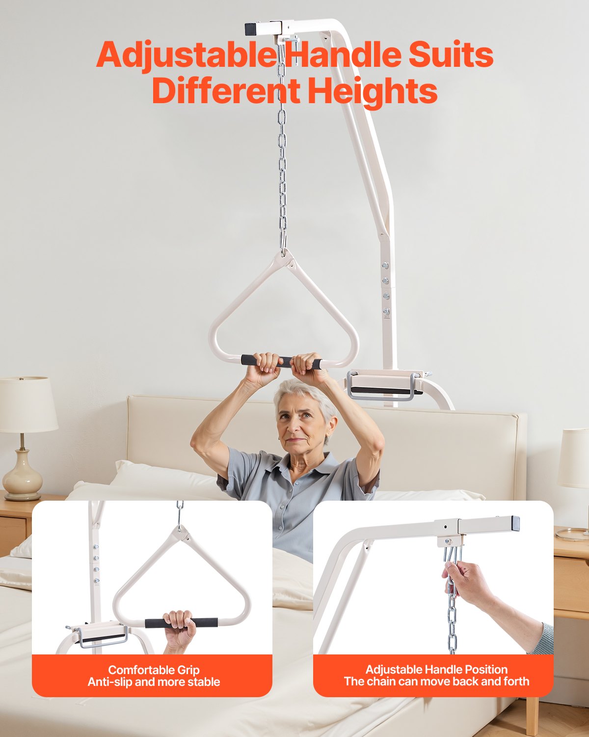 VEVOR Trapeze Bar for Bed Mobility, Bed Trapeze with Clamps and Floor Stand, 250LBS Weight Capacity Bed Pull Up Assist for Elderly, Patients & Disabled, Suitable for Home Care, Hospital, Nursing Home - CSDJLDXDJTXZ28XD4V0 - view 5