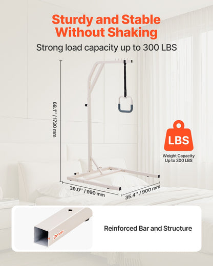 VEVOR Trapeze Bar for Bed Mobility, Height-Adjustable Free Standing Trapeze Bar with 2 Wheels, 300LBS Capacity Bed Pull Up Assist for Elderly Disabled, Ideal for Hospital, Nursing Home & Home Care - CSDJLDXDJZGZ2TMM8V0 - view 3