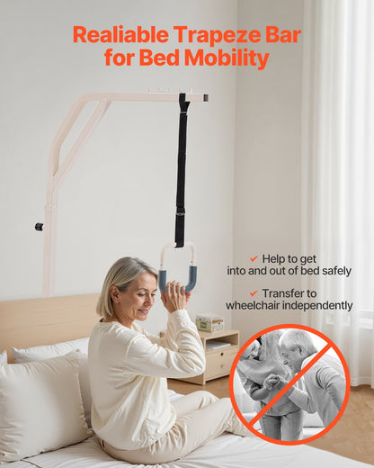 VEVOR Trapeze Bar for Bed Mobility, Height-Adjustable Free Standing Trapeze Bar with 2 Wheels, 300LBS Capacity Bed Pull Up Assist for Elderly Disabled, Ideal for Hospital, Nursing Home & Home Care - CSDJLDXDJZGZ2TMM8V0 - view 4