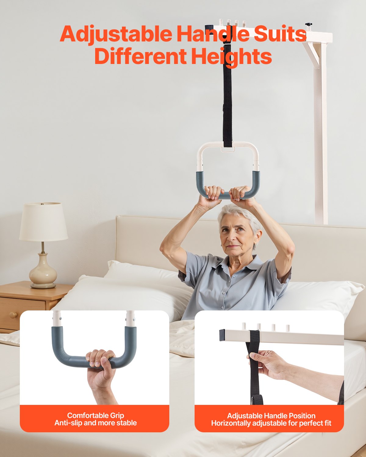 VEVOR Trapeze Bar for Bed Mobility, Heavy-Duty Steel Free Standing Trapeze Bar 250 LBS Weight Capacity, Hospital Bed Pull Up Assist for Elderly & Disabled, Ideal for Hospitals, Nursing Home, Home Care - CSDJLDXDJZGZUND9MV0 - view 5