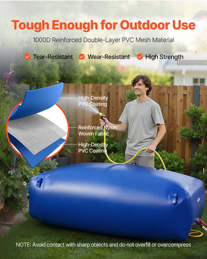 VEVOR Water Storage Bladder 264.2 Gallon Large Capacity Water Bag, Portable & Collapsible Soft Waters Container, Leakproof & Tear-Resistant PVC Emergency Waters Storage Tank for RV Truck & Outdoor Use - CSDLSPVC1000IHFQW001V0 - view 4