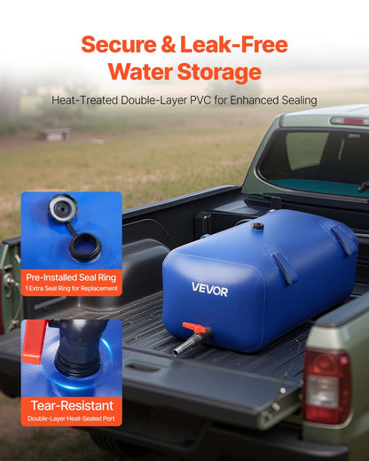 VEVOR Water Storage Bladder 30 Gallon Large Capacity Water Bag, Portable & Collapsible Soft Waters Container, Leakproof & Tear-Resistant PVC Emergency Waters Storage Tank for RV Truck & Outdoor Use - CSDLSPVC113LPS9FD001V0 - view 5