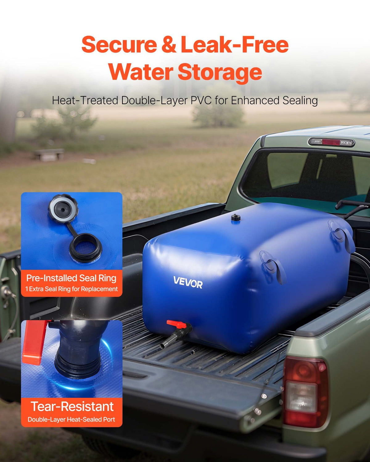 VEVOR Water Storage Bladder 63.4 Gallon Large Capacity Water Bag, Portable & Collapsible Soft Waters Container, Leakproof & Tear-Resistant PVC Emergency Waters Storage Tank for RV Truck & Outdoor Use - CSDLSPVC240LSO68O001V0 - view 5