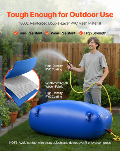 VEVOR Water Storage Bladder, 87.2 Gal Collapsible Water Storage Bag, Wear-Resistant 1000D PVC Soft Waters Bag, Leakproof Camping Tank Containers for Garden Irrigation RV Emergency Use, Blue - CSDLSPVCB330UZUZH003V0 - view 4