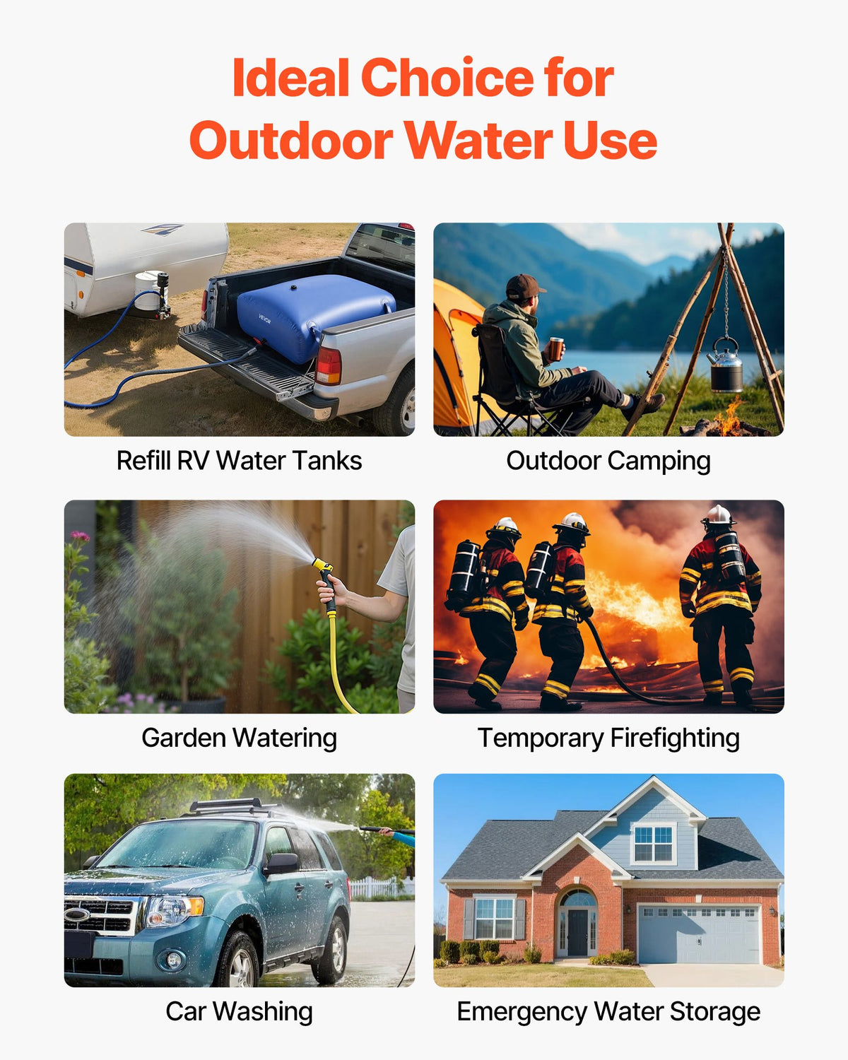 VEVOR Water Storage Bladder, 87.2 Gal Collapsible Water Storage Bag, Wear-Resistant 1000D PVC Soft Waters Bag, Leakproof Camping Tank Containers for Garden Irrigation RV Emergency Use, Blue - CSDLSPVCB330UZUZH003V0 - view 8