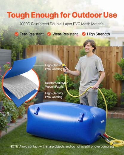 VEVOR Water Storage Bladder, 142.7 Gal Collapsible Water Storage Bag, Wear-Resistant 1000D PVC Soft Waters Bag, Leakproof Camping Tank Containers for Garden Irrigation RV Emergency Use, Blue - CSDLSPVCB5400I9A3003V0 - view 4