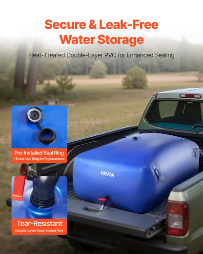 VEVOR Water Storage Bladder, 142.7 Gal Collapsible Water Storage Bag, Wear-Resistant 1000D PVC Soft Waters Bag, Leakproof Camping Tank Containers for Garden Irrigation RV Emergency Use, Blue - CSDLSPVCB5400I9A3003V0 - view 5