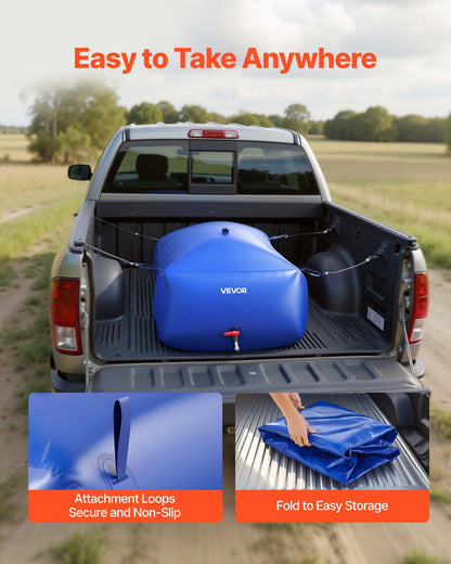 VEVOR Water Storage Bladder, 142.7 Gal Collapsible Water Storage Bag, Wear-Resistant 1000D PVC Soft Waters Bag, Leakproof Camping Tank Containers for Garden Irrigation RV Emergency Use, Blue - CSDLSPVCB5400I9A3003V0 - view 7