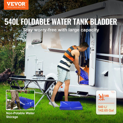 VEVOR 540L/142.7 Gallon Water Storage Bladder, RV Water Tank, 1000D Blue PVC Collapsible Water Storage Containers, Large Capacity Soft Water Bag, Portable Water Bladder, Fire Prevention, Camping - CSDLSPVCB5400I9A3V0 - view 3