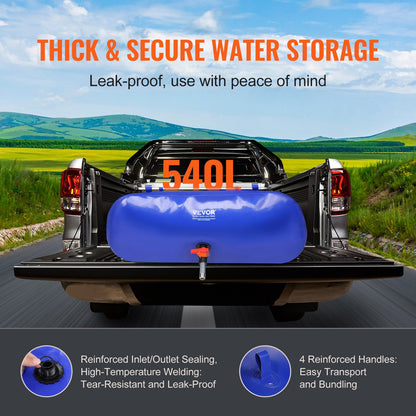 VEVOR 540L/142.7 Gallon Water Storage Bladder, RV Water Tank, 1000D Blue PVC Collapsible Water Storage Containers, Large Capacity Soft Water Bag, Portable Water Bladder, Fire Prevention, Camping - CSDLSPVCB5400I9A3V0 - view 5