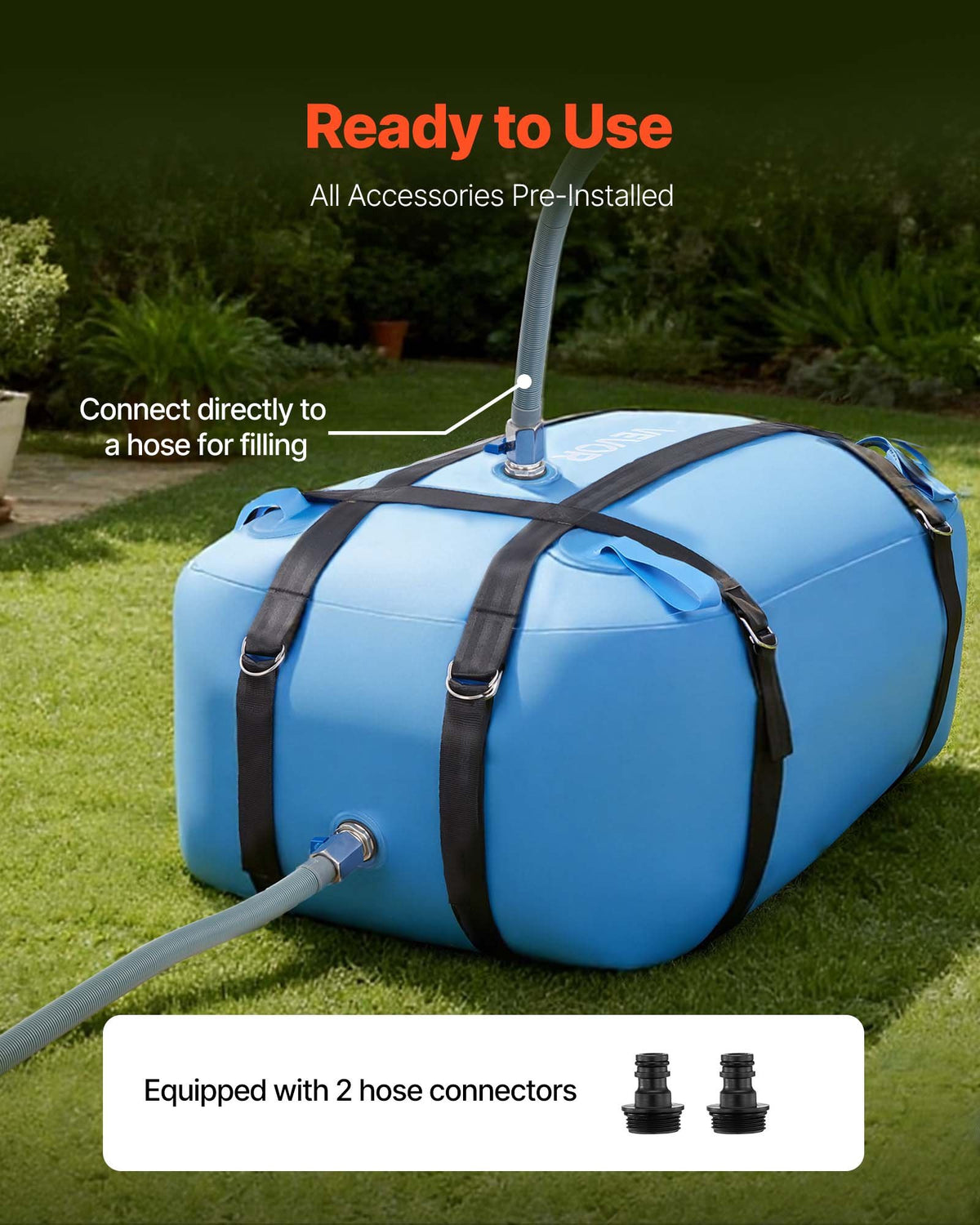 VEVOR Water Storage Bladder, 35 Gallon Large Capacity TPU Soft Water Bag, Portable & Collapsible Water Storage Containers, Leakproof & Wear-Resistant RV Waters Tank for Camping Irrigation Outdoor Use - CSDLSTPU132LYW8X8001V0 - view 6