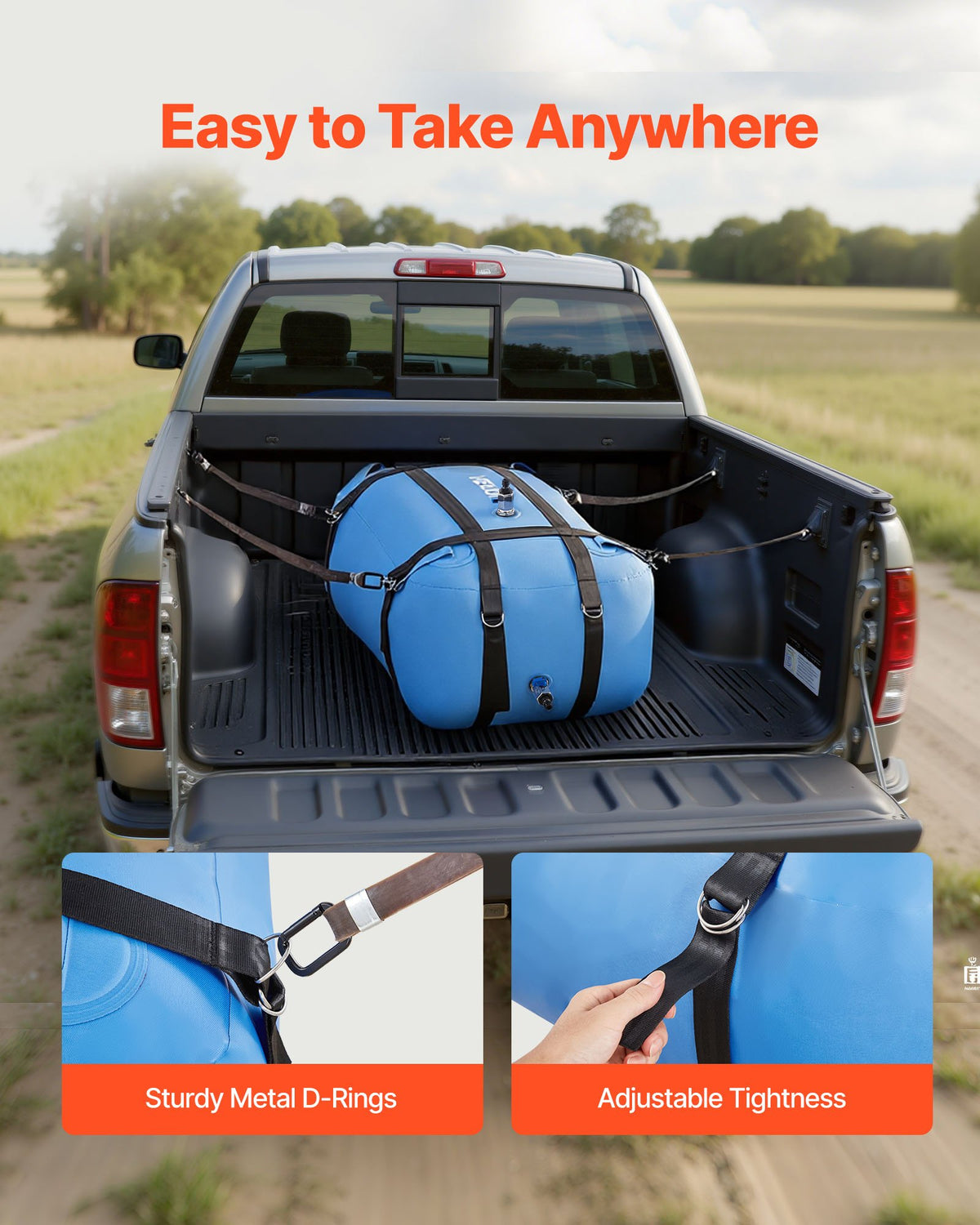 VEVOR Water Storage Bladder, 35 Gallon Large Capacity TPU Soft Water Bag, Portable & Collapsible Water Storage Containers, Leakproof & Wear-Resistant RV Waters Tank for Camping Irrigation Outdoor Use - CSDLSTPU132LYW8X8001V0 - view 7