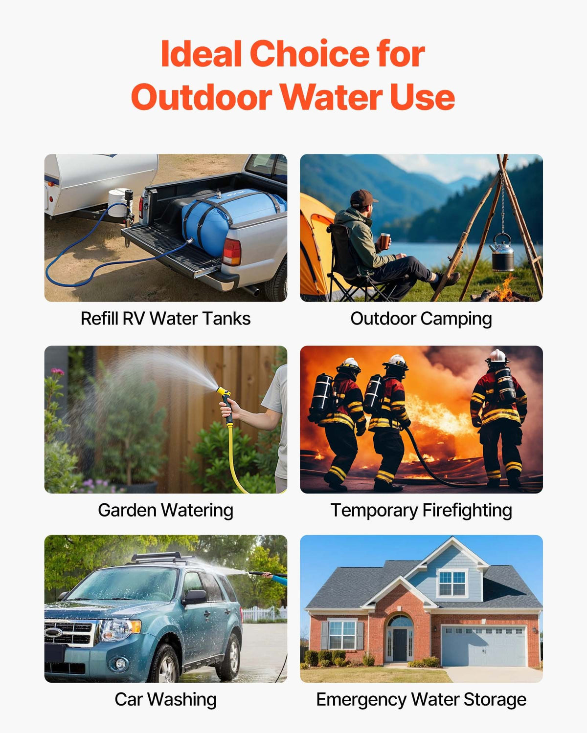 VEVOR Water Storage Bladder, 35 Gallon Large Capacity TPU Soft Water Bag, Portable & Collapsible Water Storage Containers, Leakproof & Wear-Resistant RV Waters Tank for Camping Irrigation Outdoor Use - CSDLSTPU132LYW8X8001V0 - view 8
