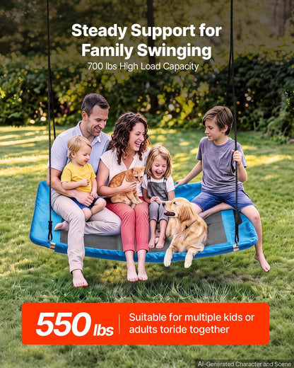 VEVOR Platform Tree Swing for Kids and Adults 700 lbs 60" Rectangle Blue, for Backyard Outdoor & Indoor, 900D Oxford Fabric Giant Seat with 2 Hanging Straps, Adjustable Ropes and Curved Edge Design - CSFDQQFXFDQQM7BCT001V0 - view 5