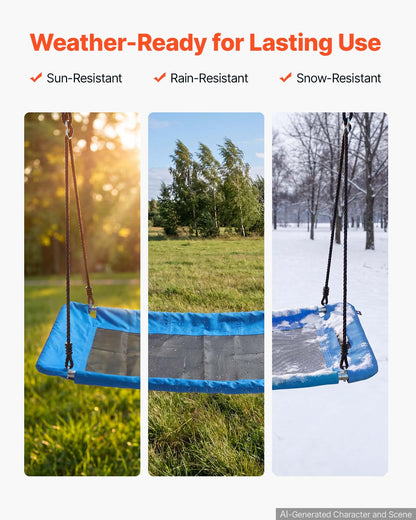 VEVOR Platform Tree Swing for Kids and Adults 700 lbs 60" Rectangle Blue, for Backyard Outdoor & Indoor, 900D Oxford Fabric Giant Seat with 2 Hanging Straps, Adjustable Ropes and Curved Edge Design - CSFDQQFXFDQQM7BCT001V0 - view 7