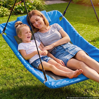 VEVOR Platform Tree Swing for Kids and Adults 700 lbs 60" Rectangle Blue, for Backyard Outdoor & Indoor, 900D Oxford Fabric Giant Seat with 2 Hanging Straps, Adjustable Ropes and Curved Edge Design - CSFDQQFXFDQQM7BCT001V0 - view 9