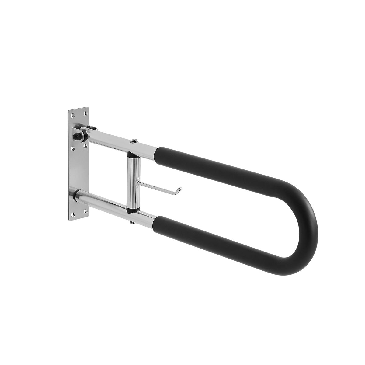 VEVOR Toilet Safety Rail, 30 Inch U-Shaped Handicap Grab Bar, Foldable Senior Safety Pole, Flip Up Toilet Grab Bars with Anti-Slip Handle, 300 Lbs Load Capacity Security Handrail with Paper Holder - CSFSWZTKFZ305ODGSV0 - view 10