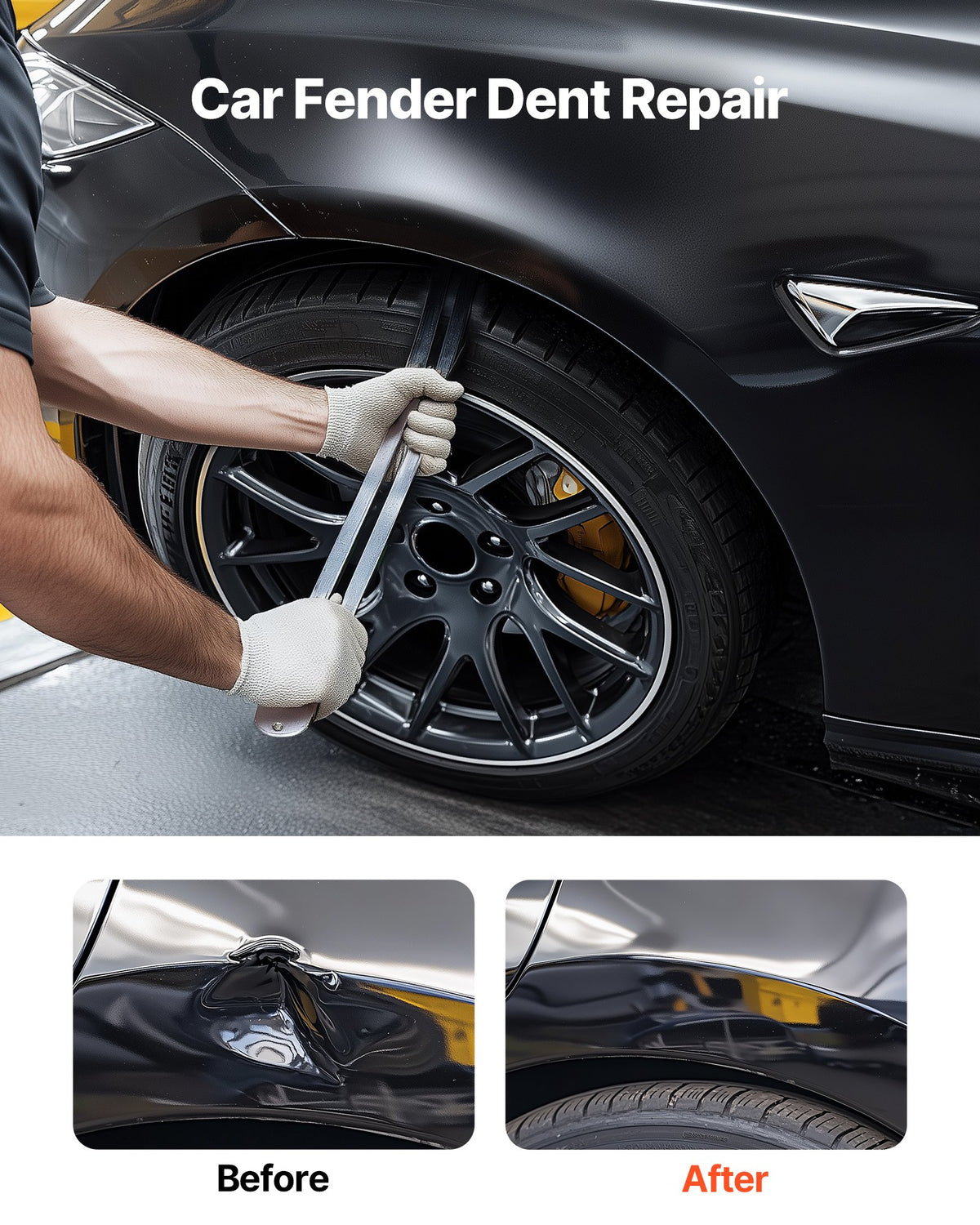 VEVOR Dent Puller Kit, Paintless Car Dent Removal Tool, Auto Fender Damage Repair Puller Lifter with Curved Rod, Crowbar, Rubber Hammer, Airbag, Detachable & Repair Pens, Replacement Heads Tools Kit - CSLBGJDJT12J5FC5E001V0 - view 3
