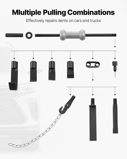 VEVOR Dent Puller Kit, 10 lbs 13-in-1 Slide Hammer Dent Removal Kit, Heavy-Duty Auto Body Truck Repair Automotive Damage Remover Tool Repair Frame with Carrying Case, Extension Rod, Non-Slip Handle - CSLBGJDJT13J21TPQ001V0 - view 4