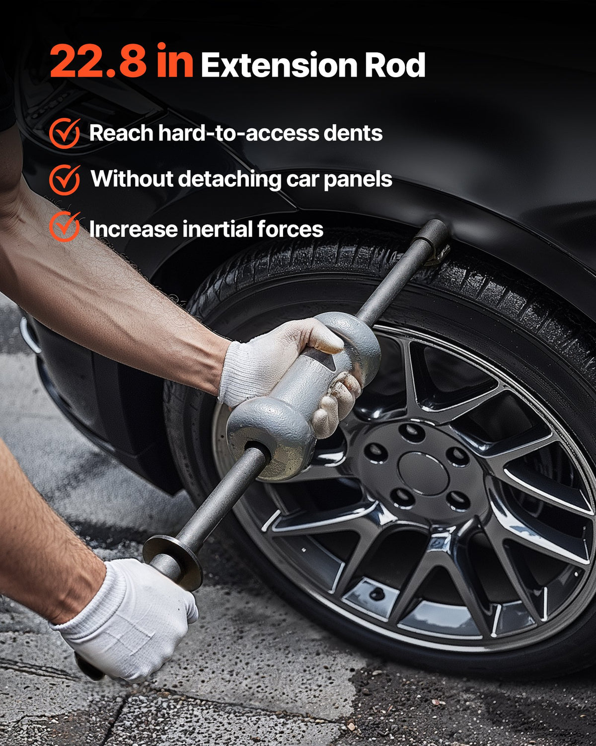 VEVOR Dent Puller Kit, 10 lbs 13-in-1 Slide Hammer Dent Removal Kit, Heavy-Duty Auto Body Truck Repair Automotive Damage Remover Tool Repair Frame with Carrying Case, Extension Rod, Non-Slip Handle - CSLBGJDJT13J21TPQ001V0 - view 6