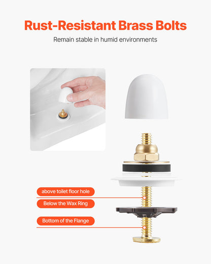 VEVOR Toilet Wax Ring Kit, 1.6-Inch Extra Thick Wax Ring for Toilet Bowls with Rust-Resistant Brass Bolts, Caps and Washers, Fits 3-Inch or 4-Inch Drain Pipes, Superior Sealing Performance - CSLH1JTYPJ00K94BQ001V0 - view 5