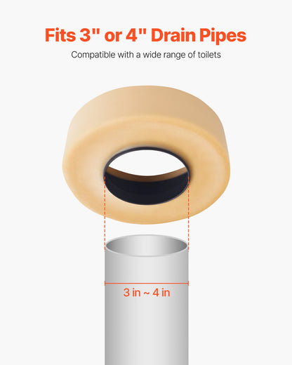 VEVOR Toilet Wax Ring Kit, 1.6-Inch Extra Thick Wax Ring for Toilet Bowls with Rust-Resistant Brass Bolts, Caps and Washers, Fits 3-Inch or 4-Inch Drain Pipes, Superior Sealing Performance - CSLH1JTYPJ00K94BQ001V0 - view 6