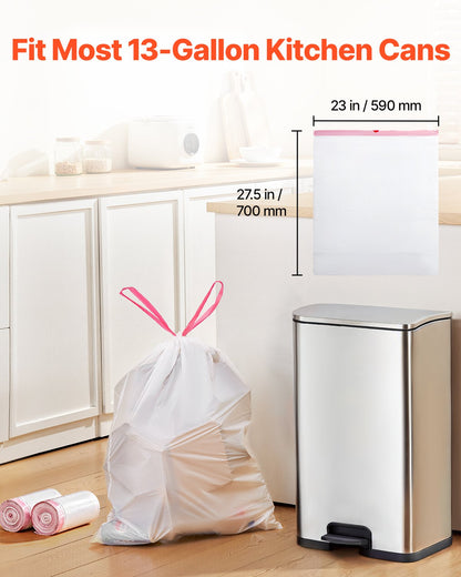 VEVOR Drawstring Trash Bags, 13 Gallon 110 Count Tall Kitchen Trash Bags, Extra Thick Fresh Scent Garbage Bag, Recyclable Bin Bag with Drawstrings, for Home Kitchen, Office, RV and Camping (White) - CSLJD13GALG1DW9XI001V0 - view 5