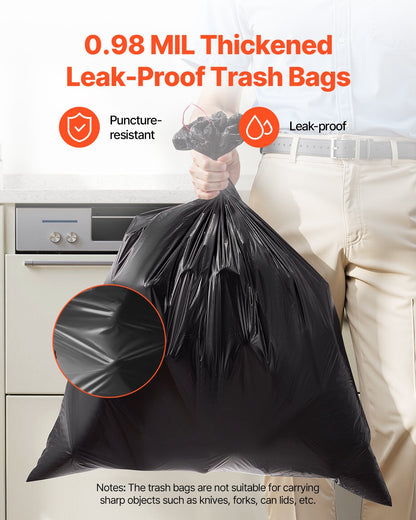 VEVOR Drawstring Trash Bags, 30 Gallon 50 Count Tall Kitchen Trash Bags, Extra Thick Tough and Durable Garbage Bag, Recyclable Bin Bag with Drawstrings, for Home Kitchen, Office, RV & Camping (Black) - CSLJD30GALG5OC10S001V0 - view 3