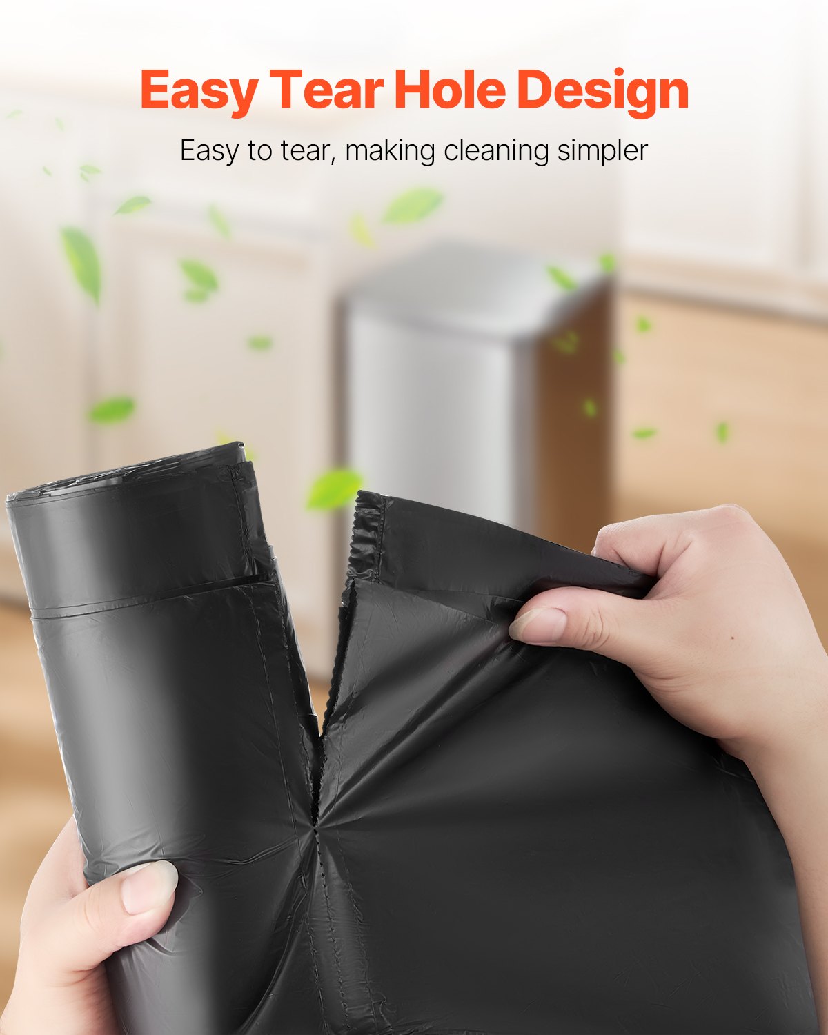 VEVOR Drawstring Trash Bags, 30 Gallon 50 Count Tall Kitchen Trash Bags, Extra Thick Tough and Durable Garbage Bag, Recyclable Bin Bag with Drawstrings, for Home Kitchen, Office, RV & Camping (Black) - CSLJD30GALG5OC10S001V0 - view 6