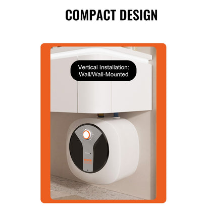 VEVOR Electric Mini-Tank Water Heater 4-Gallon Tank, 1440W Hot Water Boiler Storage, Safety Temperature Pressure Valve Easy Install, for Kichen Bathroom Restaurant, Shelf Wall Mounted - CSSCB4GALYYT0JNC4V1 - view 7