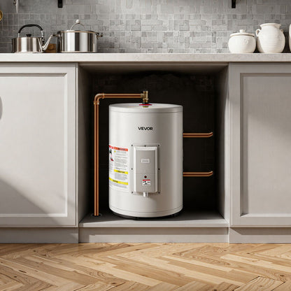 VEVOR 12 Gallon Electric Tank Water Heater, 1600W Point-of-Use Hot Water Heater with LED Display, Knob Control, Side Outlet, 120V Storage Design with T&P Valve for Small Apartments & Studios, Gray - CSSRSQ12GALX1Y9QX001V1 - view 9