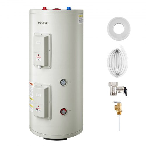 VEVOR 30 Gallon Electric Tank Water Heater, 5000W Point-of-Use Hot Water Heater with LED Display, Knob Control, Top Outlet, 240V with T&P Valve for Large Families, Small Commercial Spaces, Gray - CSSRSQ30GALX5CNFK001V4 - view 2
