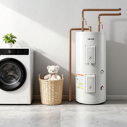 VEVOR 30 Gallon Electric Tank Water Heater, 5000W Point-of-Use Hot Water Heater with LED Display, Knob Control, Top Outlet, 240V with T&P Valve for Large Families, Small Commercial Spaces, Gray - CSSRSQ30GALX5CNFK001V4 - view 9