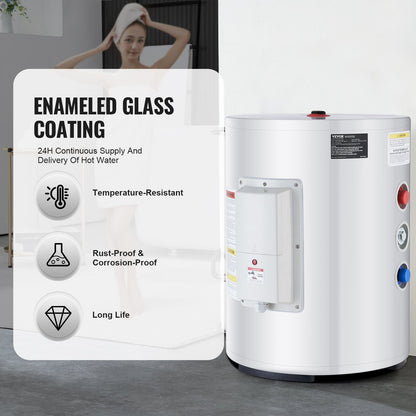 VEVOR Electric Water Heater, 10 Gallon Tank Instant Hot Water Heater, 1.6Kw Tankless Water Heater w/ LED Display,Knob Control, IPX4 Waterproof Side Connection On Demand Heaters for Shower, Bath - CSSRSQ40LXNLTWC46V1 - view 5