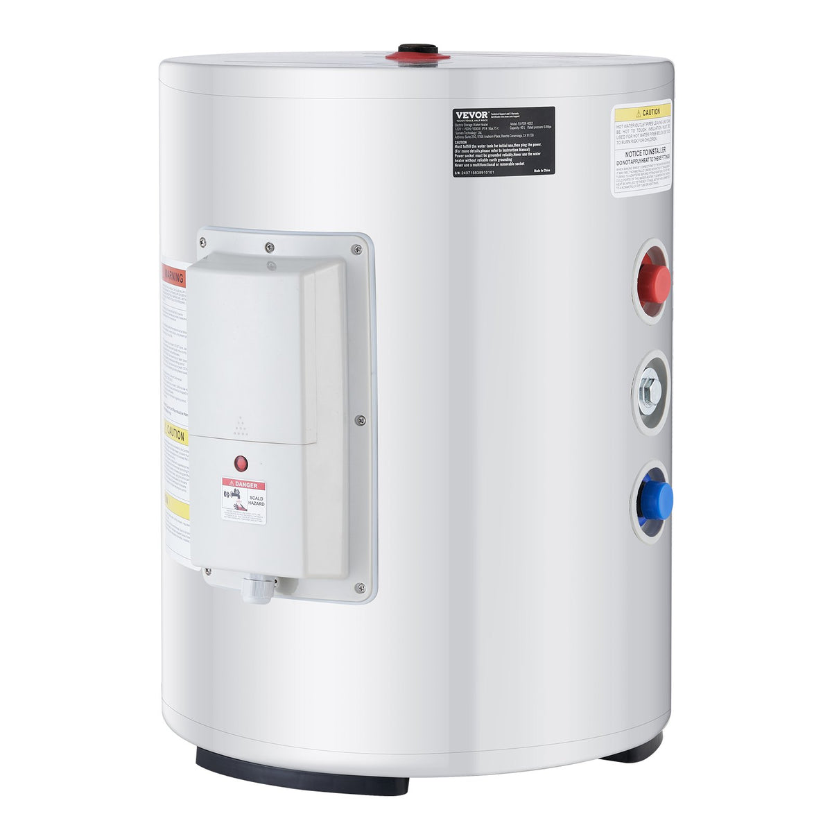 VEVOR Electric Water Heater, 10 Gallon Tank Instant Hot Water Heater, 1.6Kw Tankless Water Heater w/ LED Display,Knob Control, IPX4 Waterproof Side Connection On Demand Heaters for Shower, Bath - CSSRSQ40LXNLTWC46V1 - view 10