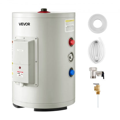 VEVOR 6 Gallon Electric Tank Water Heater, 1600W Point-of-Use Hot Water Heater with LED Display, Knob Control, Top Outlet, 120V Storage Design with T&P Valve for Studio Apartments, RVs, Gray - CSSRSQ6GALXNCPNH8001V1 - view 2