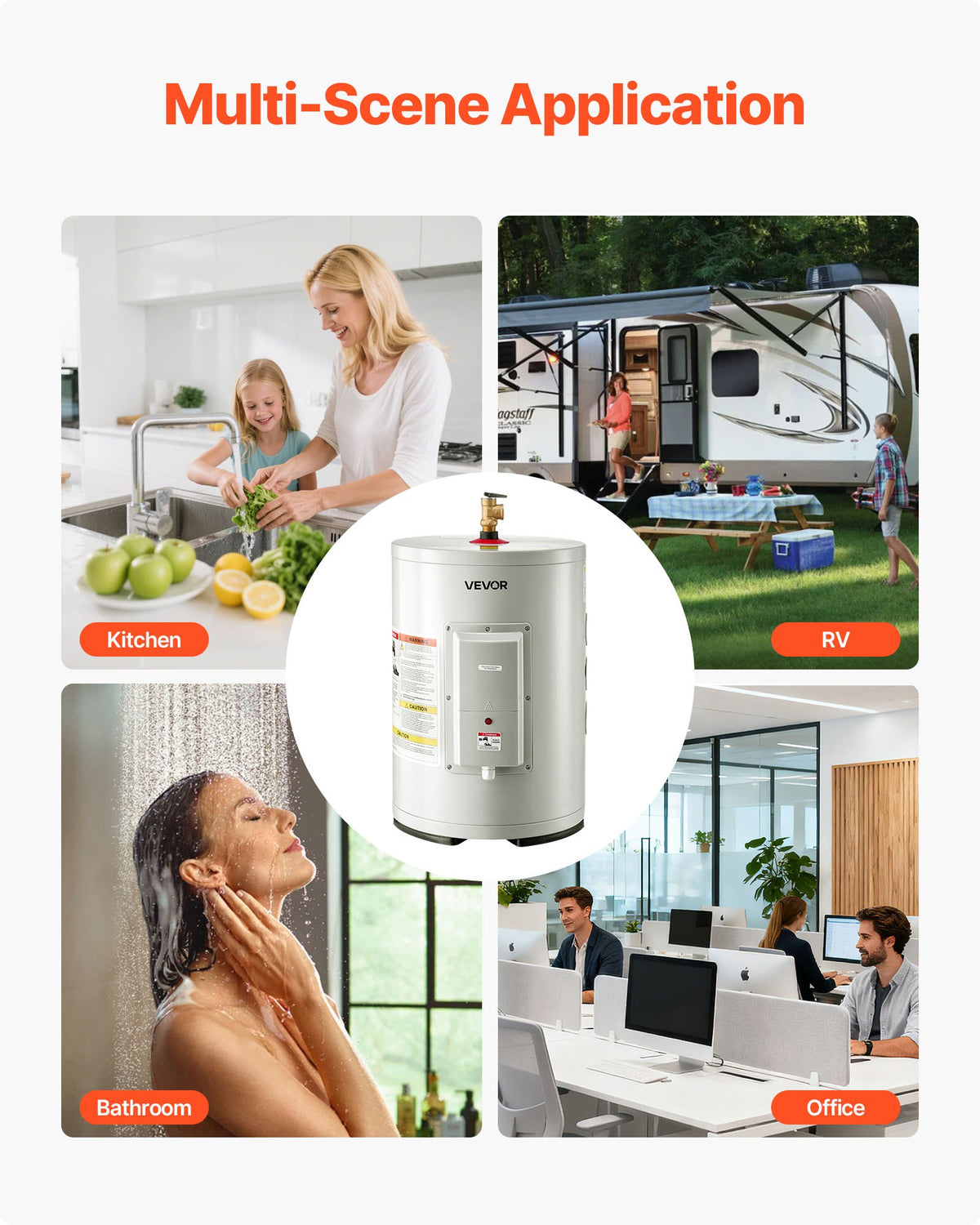 VEVOR 6 Gallon Electric Tank Water Heater, 1600W Point-of-Use Hot Water Heater with LED Display, Knob Control, Top Outlet, 120V Storage Design with T&P Valve for Studio Apartments, RVs, Gray - CSSRSQ6GALXNCPNH8001V1 - view 7