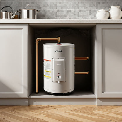 VEVOR 6 Gallon Electric Tank Water Heater, 1600W Point-of-Use Hot Water Heater with LED Display, Knob Control, Top Outlet, 120V Storage Design with T&P Valve for Studio Apartments, RVs, Gray - CSSRSQ6GALXNCPNH8001V1 - view 9