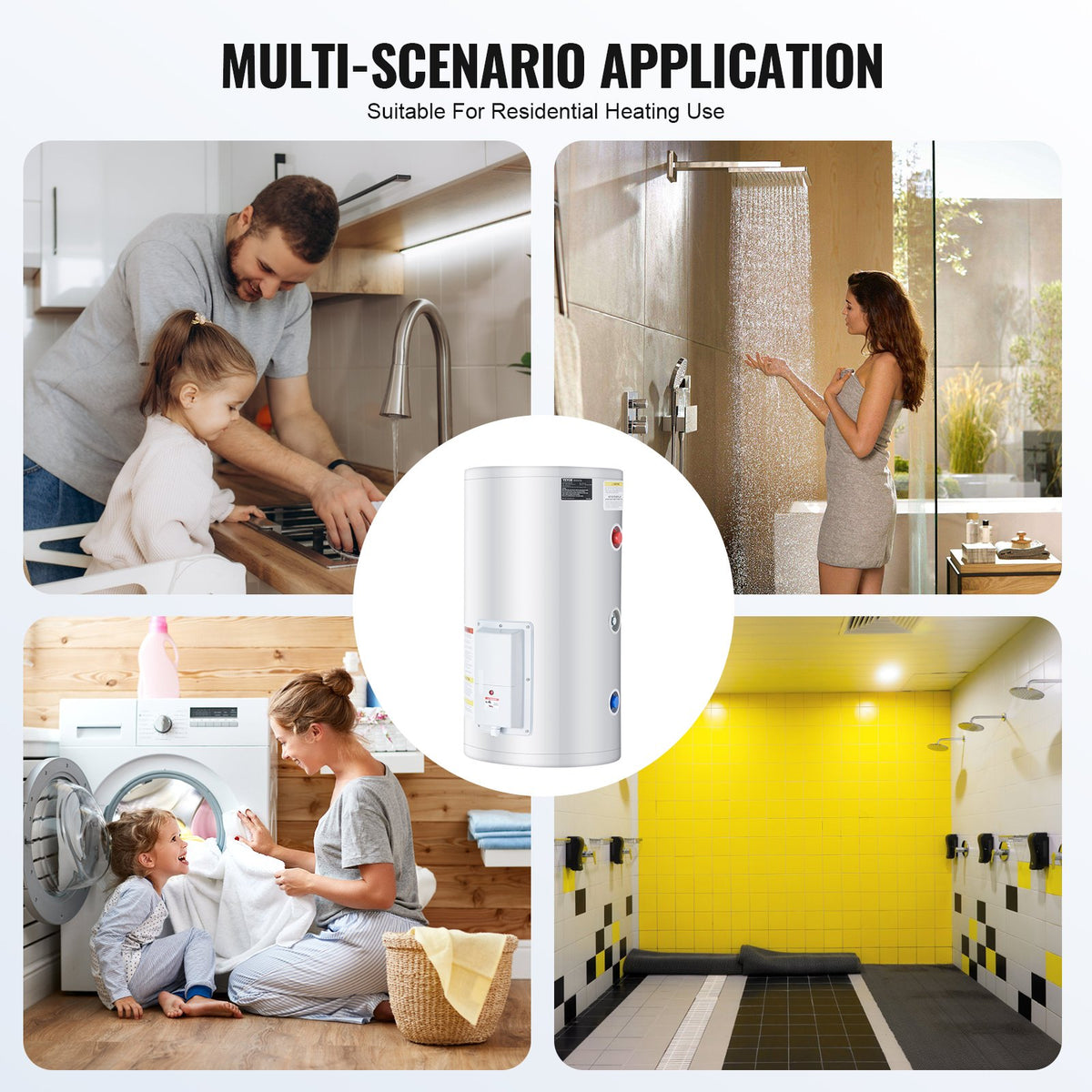 VEVOR Electric Water Heater, 18 Gallon Tank Instant Hot Water Heater, 1.6Kw Tankless Water Heater w/ LED Display,Knob Control, IPX4 Waterproof Side Connection On Demand Heaters for Shower, Bath - CSSRSQ70LXNL6OAABV1 - view 7