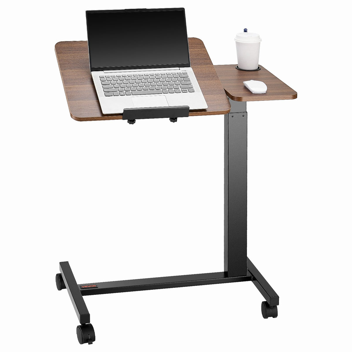 VEVOR Overbed Table, Mobile Bed Side Table with Flip Desktop and 4 Wheels, Height & Angle Adjustable Rolling Laptop Desk with Cup Holder, Portable Over Bed Desk for Home, Office, Study, Wood + Black - CSZGXDZZCSFZ02J8I001V0 - view 1