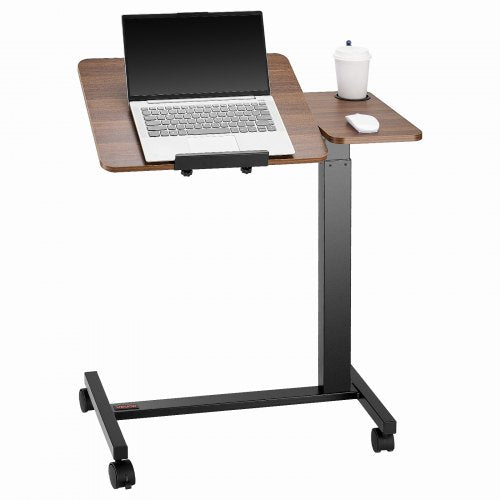 VEVOR Overbed Table, Mobile Bed Side Table with Flip Desktop and 4 Wheels, Height & Angle Adjustable Rolling Laptop Desk with Cup Holder, Portable Over Bed Desk for Home, Office, Study, Wood + Black - CSZGXDZZCSFZ02J8I001V0 - view 2