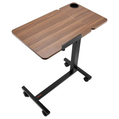 VEVOR Overbed Table, Mobile Bed Side Table with Flip Desktop and 4 Wheels, Height & Angle Adjustable Rolling Laptop Desk with Cup Holder, Portable Over Bed Desk for Home, Office, Study, Wood + Black - CSZGXDZZCSFZ02J8I001V0 - view 10