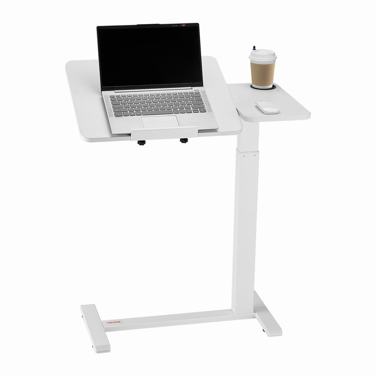 VEVOR Overbed Table, Mobile Bed Side Table with Flip Desktop and 4 Hidden Wheels, Height & Angle Adjustable Rolling Laptop Desk with Cup Holder, Portable Over Bed Desk for Home, Office, Study, White - CSZGXDZZCSFZ3O0N9001V0 - view 1